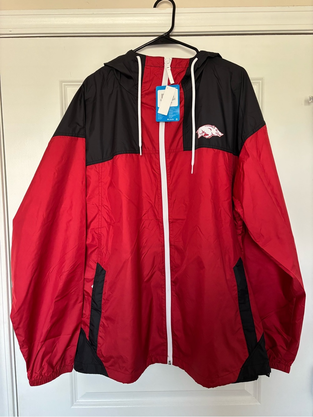 NWT Mens Columbia Arkansas Razorbacks Flash Challenger II Windbreaker Jacket XXL